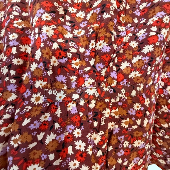 Madewell Rust Floral V-Neck Puff-Sleeve Top - Picture 6 of 8